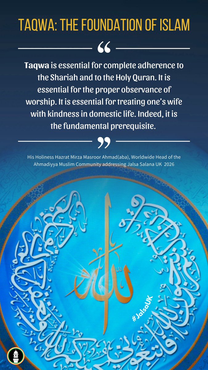 islaminind's tweet photo. Every act of goodness begins with taqwa.

"The root of every good is righteousness. If this root is preserved, everything will survive."
— The Promised Messiah (as)

#Taqwa #JalsaSalana #Islam #Ahmadiyya #Faith #JalsaUK