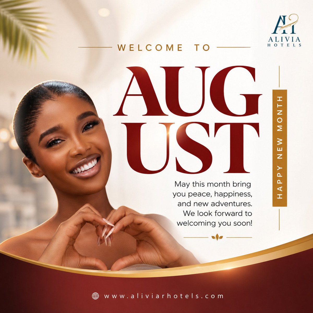 AliviarHotels's tweet photo. Welcome August in Comfort &amp; Luxury! 
Experience exceptional hospitality, elegant rooms, and unforgettable moments at Alivia Hotels. Whether you're traveling for business or leisure, let us make your August truly memorable. Book your stay today and enjoy comfort at its finest. https://t.co/jHesmC0bU8