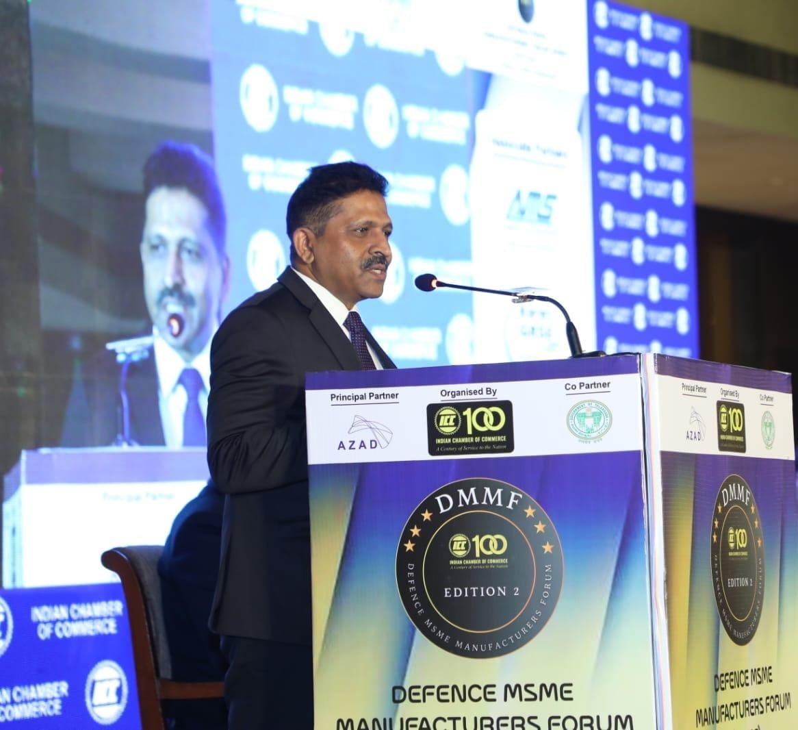 OfficialGRSE's tweet photo. Cmde PR Hari, IN (Retd.), CMD, GRSE, delivered the Theme Address on "Make in India for the World – The Road Ahead" at the 2nd Defence MSME Manufacturers Forum, organised by the Indian Chamber of Commerce (ICC) on 01 Aug 26 at Taj Deccan, Hyderabad, Telangana.

Addressing industry leaders, MSMEs and stakeholders, he highlighted the critical role of MSMEs as the backbone of India's defence manufacturing ecosystem and underscored the importance of innovation, technology and collaboration in advancing India's journey from Make in India to Make in India for the World. Emphasising the transformative potential of emerging technologies, he called for stronger partnerships among industry, startups, academia and research institutions to build robust capabilities, strengthen supply chains and enhance India's global competitiveness in defence manufacturing.

@SpokespersonMoD @DefProdnIndia @ICC_Chamber @PIB_India @DDNewslive

#GRSE #NavratnaGRSE #IndianChamberOfCommerce #ICC #DefenceManufacturing #MSMEs #MakeInIndia #MakeInIndiaForTheWorld #AatmanirbharBharat #ViksitBharat2047 #DefenceIndustry #Innovation #Technology #DefenceExports #IndiaForTheWorld