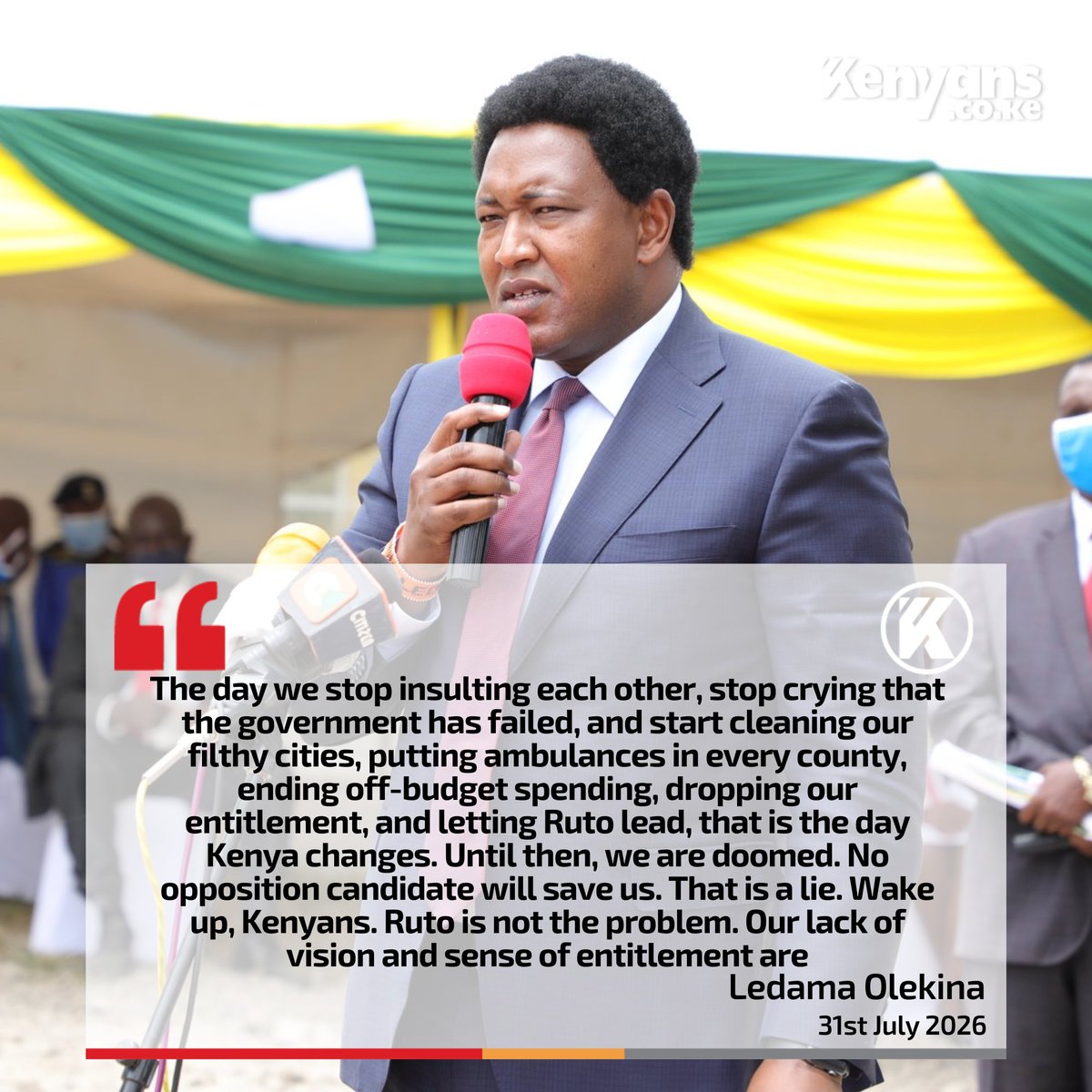 Kenyans's tweet photo. No opposition candidate will save us. That is a lie. Ruto is not the problem - Senator Ledama https://t.co/C6pzIUS5r6