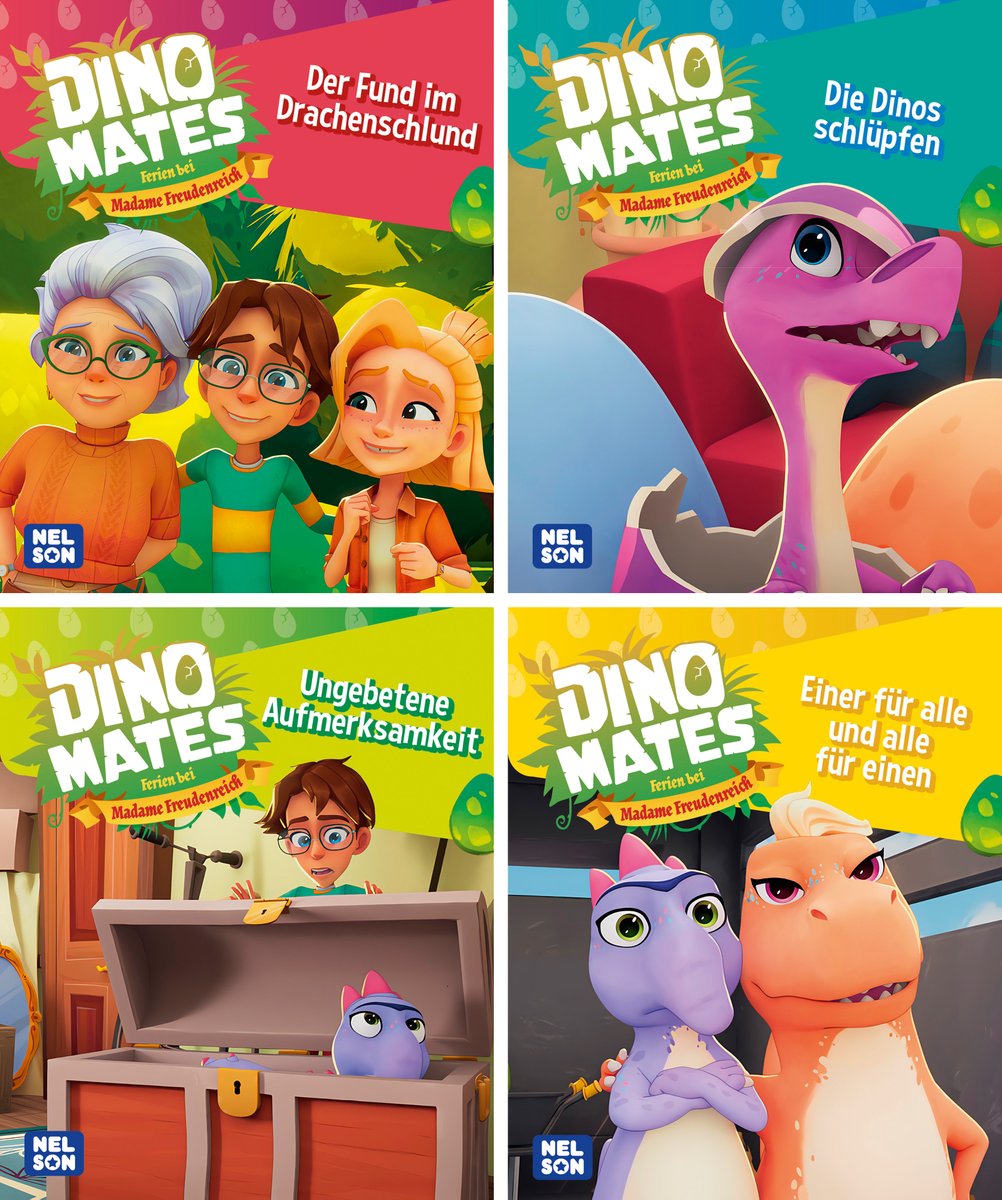 MichaelMack's tweet photo. Es gibt Zuwachs in der Welt von DINO MATES! Ich freue mich, dass die ersten vier Abenteuer rund um Madame Freudenreich, Sophie, Leo und ihre Dino-Freunde jetzt auch im Nelson Verlag als Mini-Bücher erschienen sind - perfekt, um die Geschichten überallhin mitzunehmen. #MACKMagic https://t.co/MSicza0ERC