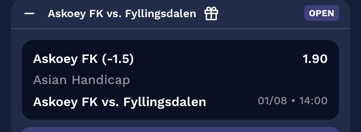 StigRonny87's tweet photo. I dag prøver vi oss med litt lokalt. Nærmere bestemt Askøy.
De ligger på 2.plass bak Os, og har mulighet til å innta tabelltopp. 5-0-0 siste 5 kamper med 13-2 i målforskjell. Fyllingsdalen ligger sist på tabellen med 1-3-9 og 15-36 i målforskjell.
Oddsforslag på eget ansvar. https://t.co/xoyHayPc51