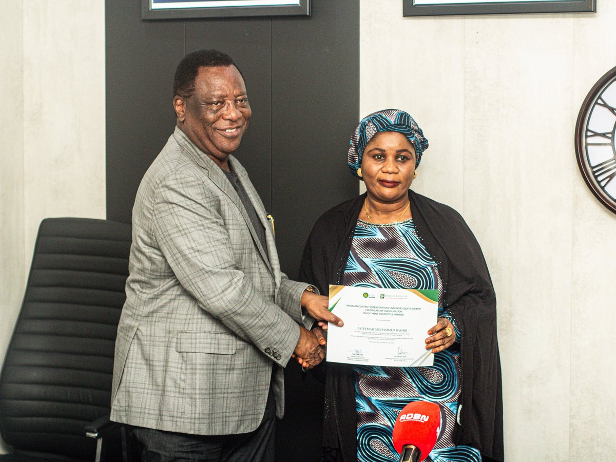 OfficialNCDMB's tweet photo. The Executive Secretary of the Nigerian Content Development and Monitoring Board (NCDMB), Engr. Felix Omatsola Ogbe, FNSE, yesterday inaugurated the Nigerian Content Intervention Fund (NCIF) Equity Investment Scheme Investment Committee at the Board’s Liaison Office in Lagos, in collaboration with the Bank of Industry (BOI).

The Investment Committee is responsible for providing strategic oversight of the NCIF Equity Investment Scheme by conducting thorough reviews and due diligence on investment applications, assessing their commercial viability and alignment with the objectives of the Nigerian Content Development Fund, and making recommendations for investment approvals. The Committee will ensure that only qualified, credible, and high-impact indigenous companies with strong growth potential benefit from the Scheme, while upholding transparency, accountability, and prudent fund management to promote sustainable growth across Nigeria’s oil and gas value chain. 

#NCDMB