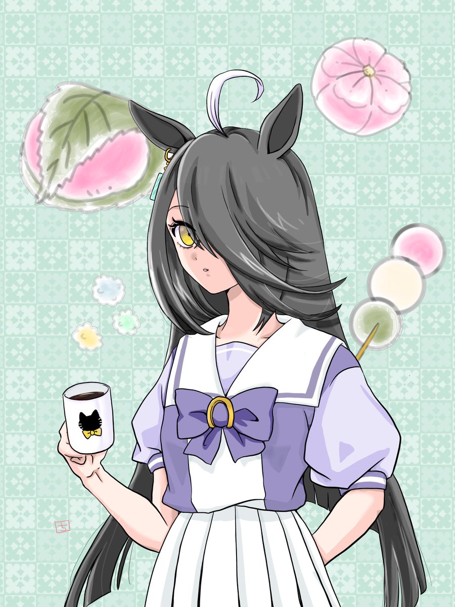 Negimatukune043's tweet photo. おやつタイムカフェ🍡☕️
没になったラフを描いてみたよ https://t.co/HY6zI1x3gO