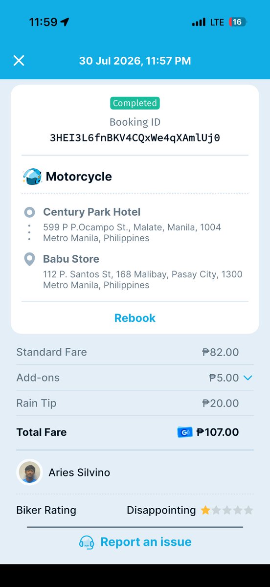 patambak's tweet photo. @angkas I have been reaching out through email, your useless customer support hotline and messenger. 

Your rider picked me up and asked me to step down of the vehicle. Drove off and marked the ride as completed. I used gcash as mode of payment. 

Gusto pa post eh https://t.co/zLhDcWTin5