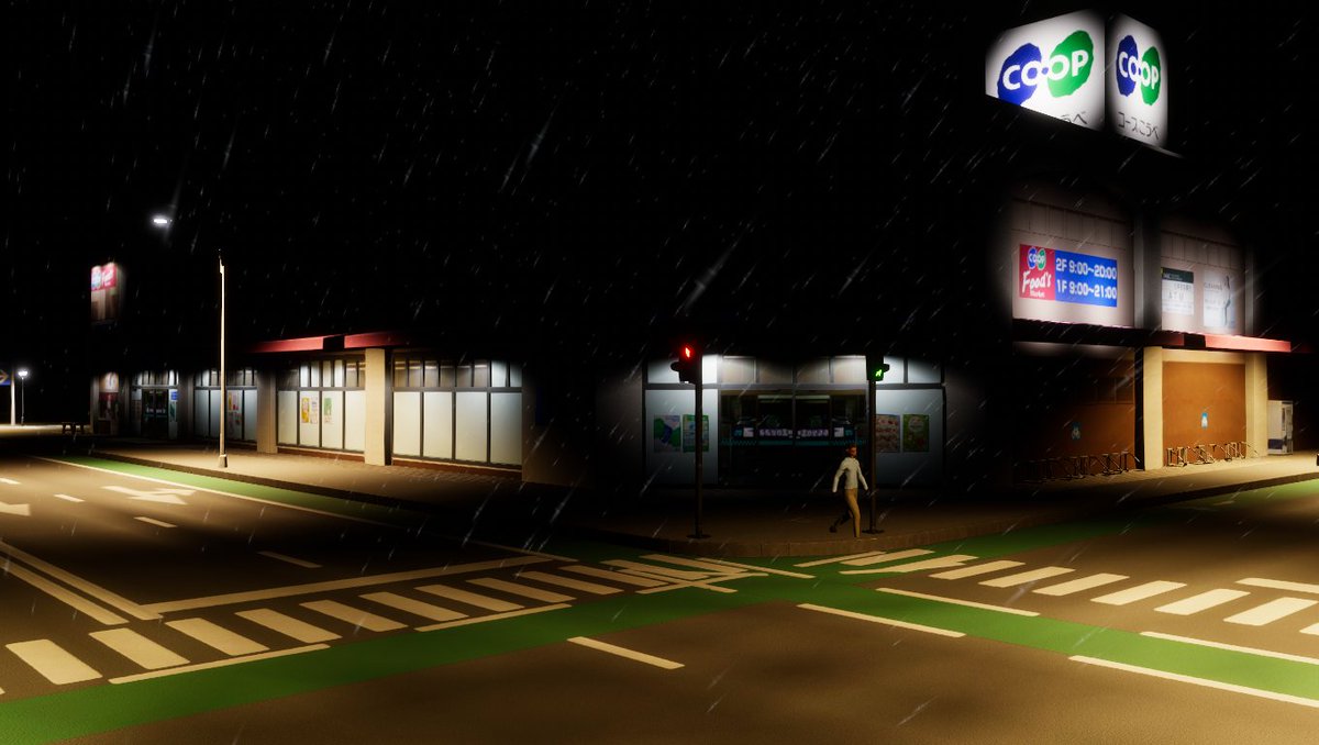 Risatory's tweet photo. シティーズ２　#CitiesSkylines
家ばっかり作ってますが、モチベが悪くなってきたので気晴らしに「スーパー作ろうかな」→「何が良い？」→「コープさんは？」→「コープだとコープこうべかな？」→「大久保･西明石･姫路･大蔵谷・三木のコープがコープらしい店舗だよね」　ということで作ってみた https://t.co/KjzRuCOqgJ