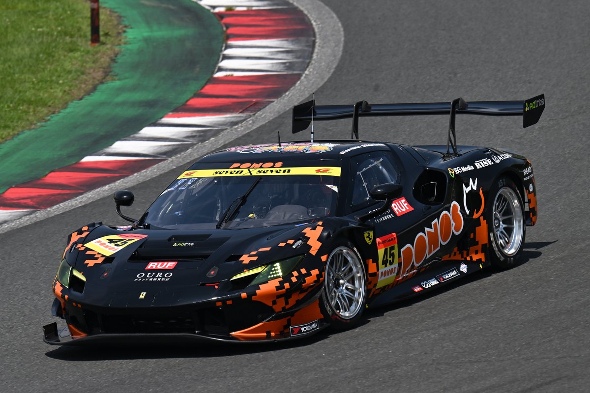 geinou's tweet photo. GT300 POLE POSITION FOR THE PONOS FERRARI 296 GT3 EVO ‼️

Ponos Racing takes their maiden pole position since joining GT300 in 2024 courtesy of a strong 1:36.209 by Shintaro Kawabata, who also took his first career pole in his first run with the team! Congrats! ㊗️

#SUPERGT https://t.co/rgV663oxaT