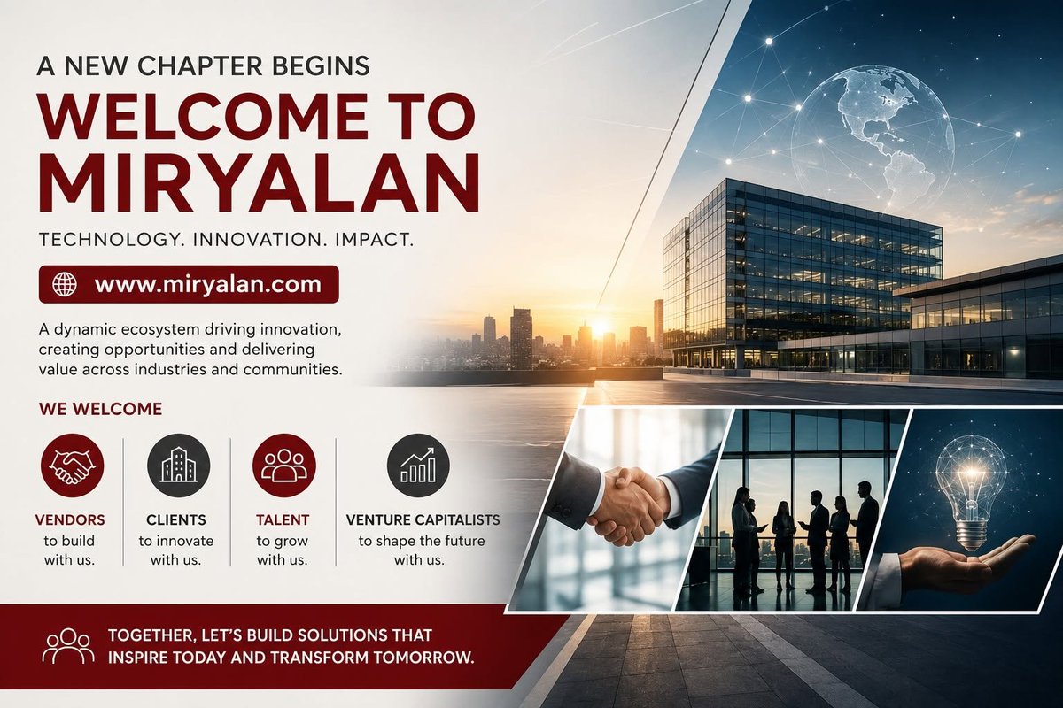 themd_369's tweet photo. Welcome to the Miryalan Ecosystem

Today marks the beginning of a journey to build technologies, businesses, and opportunities that create lasting impact.
@elonmusk @anandmahindra @svembu
https:// https://t.co/OzAX7PuqCA

#Innovation #Technology #Startups #careers #Partnerships https://t.co/qgVU4wenXh