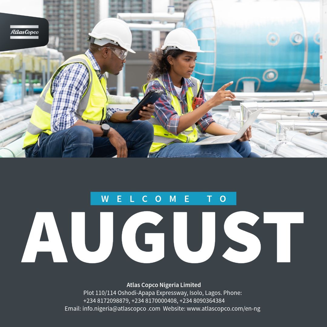 AtlasCopcoNG's tweet photo. As we step into a new month, Atlas Copco Nigeria remains committed to supporting your industrial operations with reliable, efficient, and innovative solutions.

Here's to a productive, successful, and rewarding month ahead.

#AtlasCopcoNigeria #Efficiency #IndustrialSolutions https://t.co/UK5idlGKQt