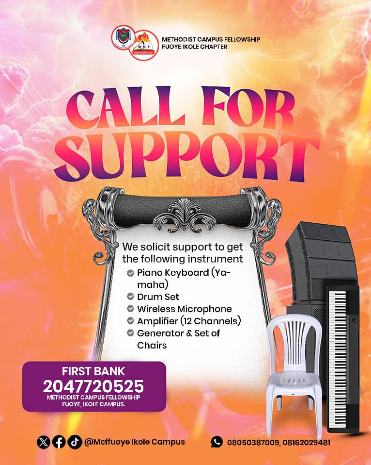 McfFuoyeIkole's tweet photo. πΉ *SUPPORT MCF IKOLE* π€
Help us *proclaim Christ* on campus!
We need *worship instruments & facilities*.
Your seed will raise *disciples* & touch *students*. π€²
Prov 11:24. God bless you in *Jesus Name* π#MCFIKOLE #SupportMCF #WorshipToGod #RaiseDisciples https://t.co/MrAWPPYKtp
