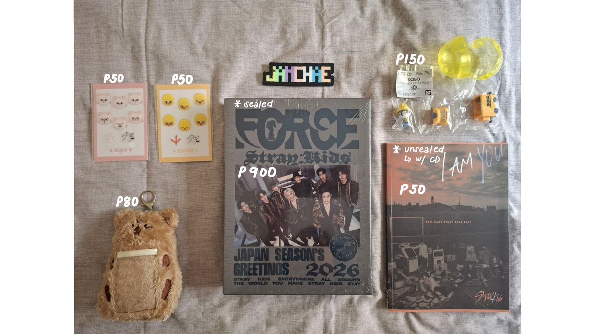 jamchae's tweet photo. 🏷️ wts lfb skz ph

✨ STAY DAY 080126 SALE ✨

✅ SEALED JPN SG 2026 Force P900
✅ SKZOO School Bus Wolf Chan P150
✅ UNSEALED I Am You Album P50
✅ Daiso Quokka Plush PC Holder P80
— Stay JPN Lottery Sticker
✅ Jiniret P50
✅ Bbokari P50

DOP: PAYO
** (more then P500, payment terms negotiable)
MOP: GCash / BDO
MOD: JNT / SDD / Meet-Up (allforskzph's stay day at k:ita cafe aug. 16)

#jamchaesells