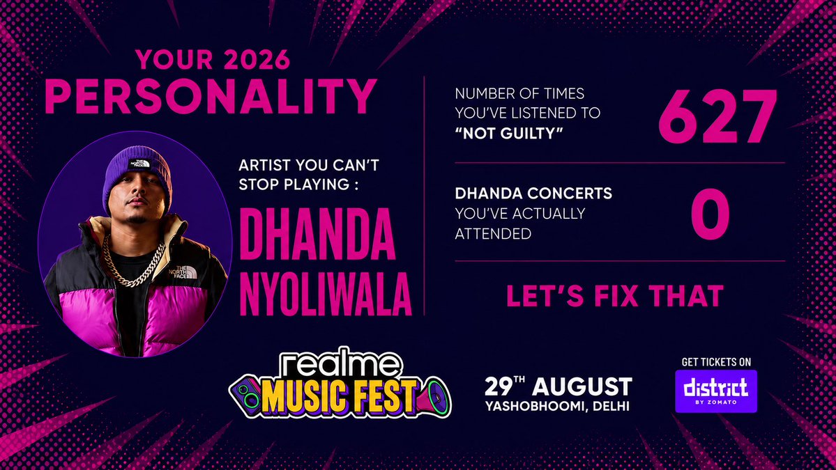 realmeIndia's tweet photo. Stop streaming.
Start screaming every lyric live. 🎤
Dhanda Nyoliwala. Live at #realmeMusicFest.
📍 29 August | Yashobhoomi
🎟️ Tickets starting at ₹1,299.
Link to buy: https://t.co/C9xIF6TXE8
#MakeItReal #realmeIndia #MakeItRealMakeItLoud https://t.co/Se95p1vaZK