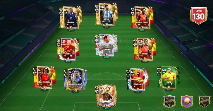 Emmytherebel1's tweet photo. OFFICIAL: #FCMobile Global has officially unlocked 130 OVR 
This is not my squad ooo.
#News #Gaming https://t.co/kHAf6i7Cem