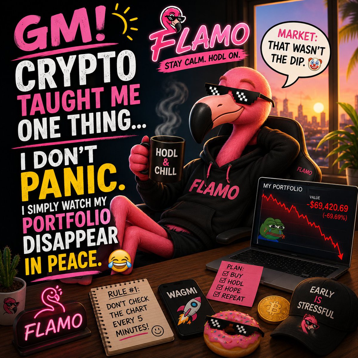 FlamoUniverse's tweet photo. GM! βπ¦©
Crypto taught me one thing...
I don't panic anymore.
I simply watch my portfolio disappear in peace. ππ
Have a great weekend, FLAMO fam! π
#GM #Crypto #Memecoin #FLAMO #WAGMI https://t.co/ZYGTAtDLvC