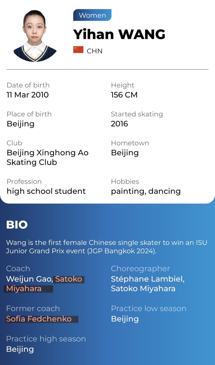 Sheshouldhavek1's tweet photo. Yihan Wang has left her long time coaching team at Triumph and will now be trained by Satoko Miyahara👀 https://t.co/sWrpvDthio