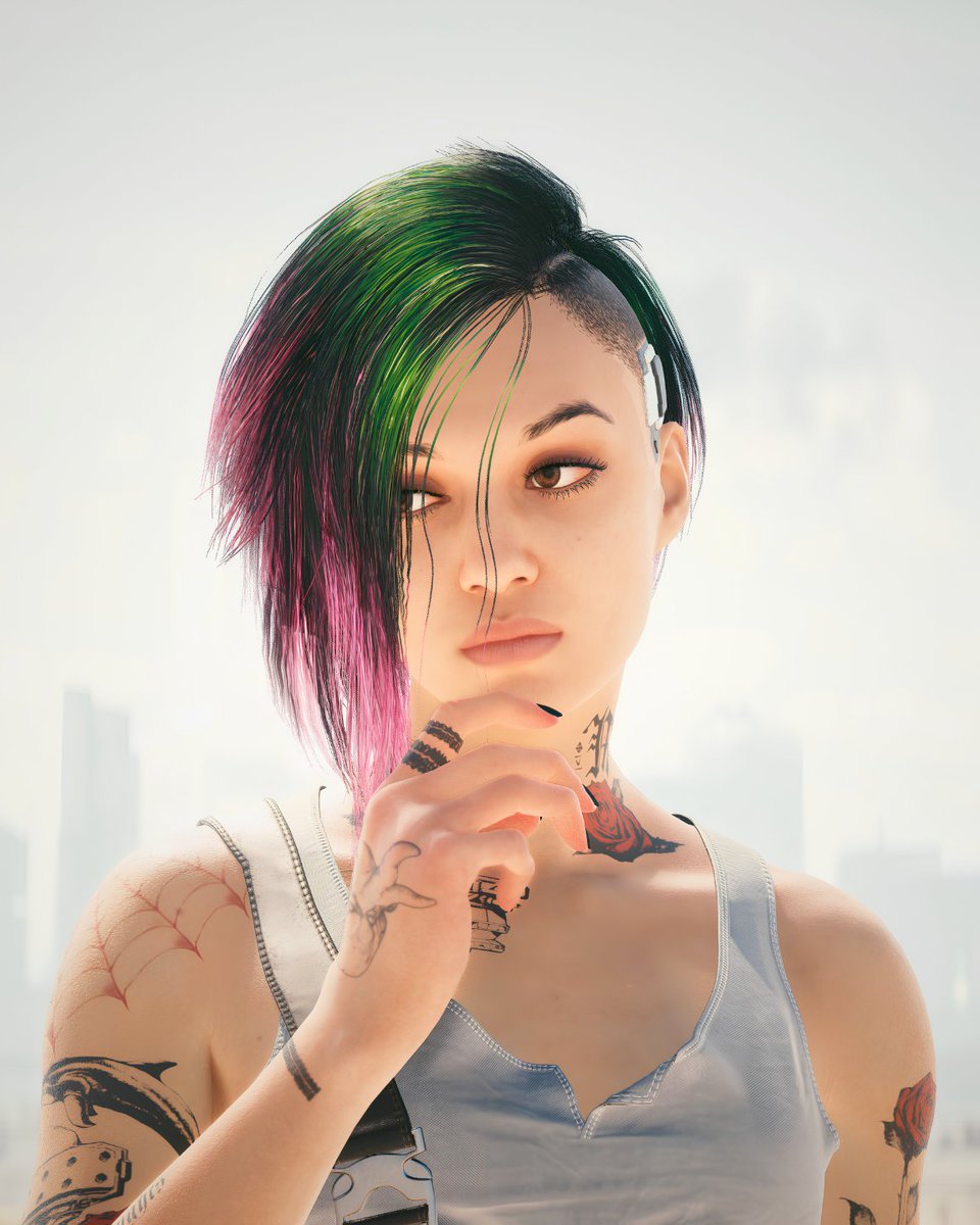 GigihPrakosa's tweet photo. They're clownin' on me 'cause of my language, I have to tell 'em straight up — it's called Spanglish!

In frame 📸: Judy Álvarez
#Cyberpunk2077 #Cyberpunk2077photomode https://t.co/mBehTWBUOD