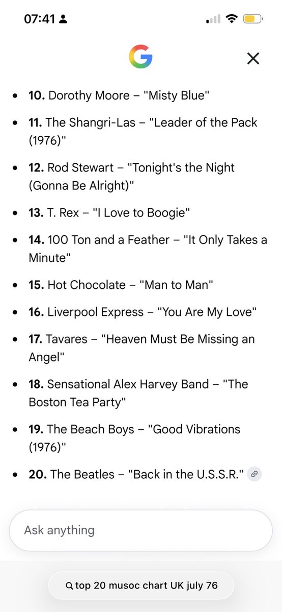 e1duchess's tweet photo. I saw a post the other day which had the Top 20 from 50 years ago and I was struck by the variety of genres. Disco, punk rock, pop, soul, it was all there. 
In fact I was curious so I googled and here it is. 

I used to record the Top 40 on Sunday evenings onto a tape recorder, sometimes from a radio, not even a HiFi. I got that mid teens. 😀