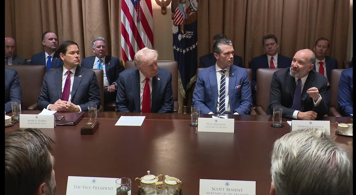 MistresofCitrus's tweet photo. @TheTonus, listening to your podcast now and need to point out that JD Vance has ALWAYS been seated across the table from Potus at cabinet meetings.  Pics are 1st 2025 meeting and March of this year.  Found you a month ago and haven't missed an episode.  Don't be a 💩 stirrer. https://t.co/llGhzieedO