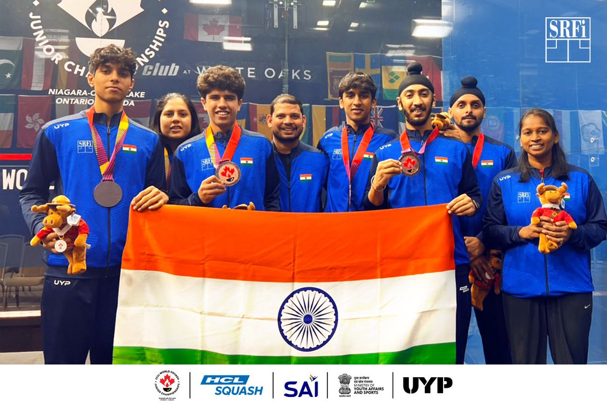 indiasquash's tweet photo. ๐๐ก๐ข๐ง๐๐๐ฅ ๐ ๐๐๐๐ ๐ง๐ข ๐ง๐๐ ๐ง๐๐๐๐ฌ! ๐ฎ๐ณ
A special moment for the Indian Boys' Team with their bronze medals at the 2026 World Junior Team Championships. ๐
#IndianSquash #Squash #SRFI #WorldSquashJuniorChampionships https://t.co/SOjiyeLCUh