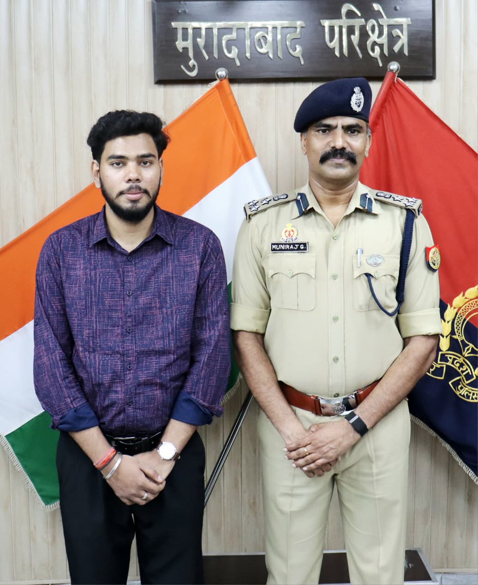 cyberbhanu's tweet photo. It was a pleasure meeting and interacting with  MUNIRAJ G. Sir, @digmoradabad. We had a valuable discussion on emerging cybercrime trends and cybersecurity. Thank you, Sir, for your guidance and appreciation of the Amroha Police Cyber Security Internship. 
#cyberbhanu #apcsip2026 https://t.co/pnYI2azQb9
