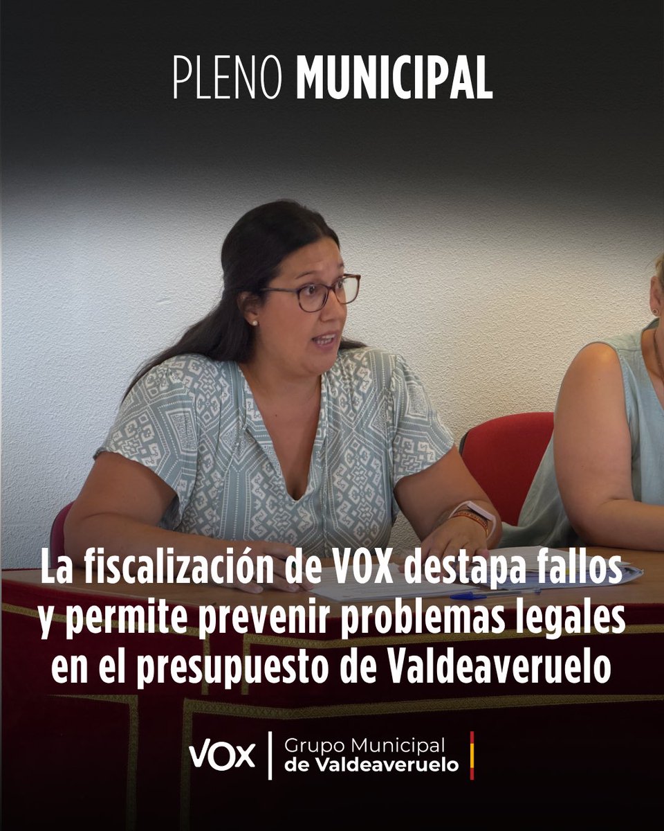 VOX_Guadalajara's tweet photo. 🟢 La fiscalización de VOX destapa fallos en el presupuesto de Valdeaveruelo y permite prevenir problemas legales.

🗣️ Sandra del Saz

👉 https://t.co/7O2Hecm5hB https://t.co/bp50yEZV5c