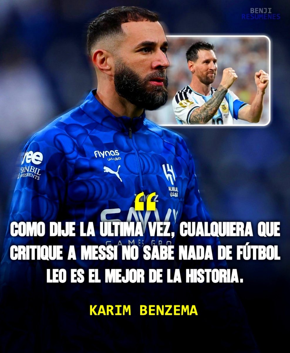 Alejandro10hp's tweet photo. 🗣️ Karín Benzema : Como dije la última vez, cualquiera que critique a Messi no sabe nada de Fútbol, Leo es el Mejor de la historia. https://t.co/SXR9k1T6II