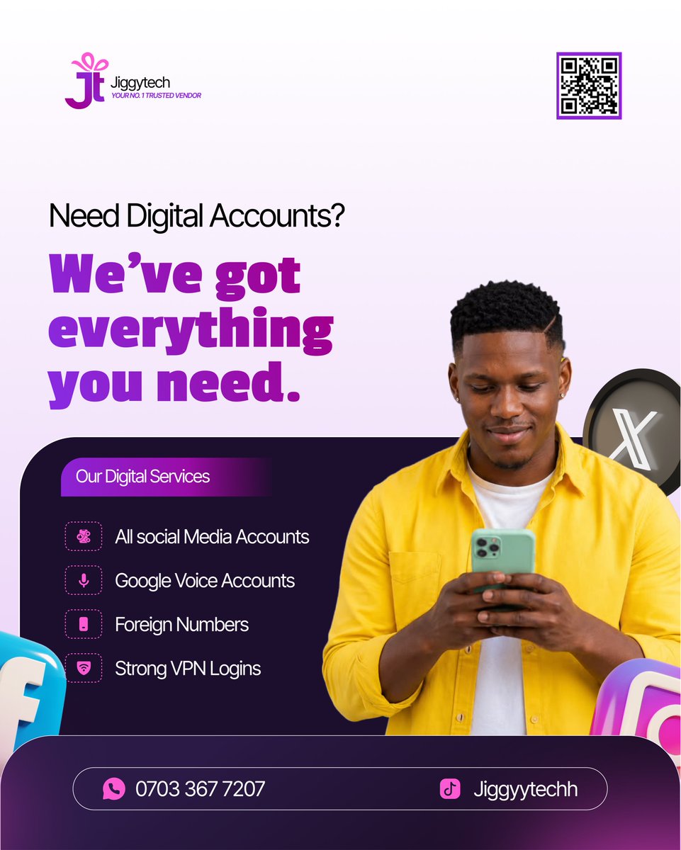 Khaligraphyy's tweet photo. New month. More opportunities to create.

Recently worked on these flyer set for Jiggy Tech, a brand helping people access social media accounts, eSIMs, digital gifts, logins, and more.

My goal was simple: create visuals that stop the scroll, communicate value clearly, and make the brand impossible to ignore.

Send a dm! Let's bring those scattered ideas to life.