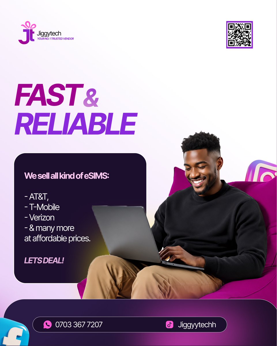 Khaligraphyy's tweet photo. New month. More opportunities to create.

Recently worked on these flyer set for Jiggy Tech, a brand helping people access social media accounts, eSIMs, digital gifts, logins, and more.

My goal was simple: create visuals that stop the scroll, communicate value clearly, and make the brand impossible to ignore.

Send a dm! Let's bring those scattered ideas to life.