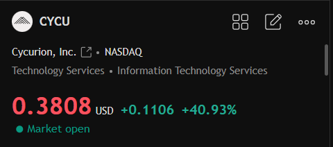 alssndra_'s tweet photo. بسم الله اول الاهداف في سهم 
$CYCU 

اذا بتستمر معه ارفع وقفك 
واذا ما بترفع وقفك لا تستمر معه 

#الاسهم_الامريكية #السوق_الأمريكي https://t.co/He0NMFGmGo