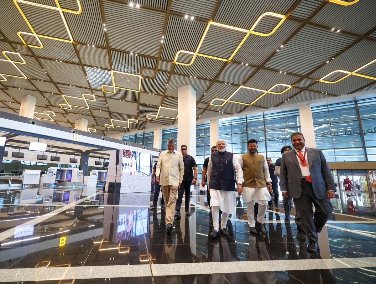 narendramodi's tweet photo. Delighted to inaugurate the Alluri Sitarama Raju International Airport at Bhogapuram. This is a landmark project that will strengthen connectivity and accelerate Andhra Pradesh’s growth.

This airport brings together advanced infrastructure and cutting-edge technologies to ensure a seamless travel experience. It will give a major boost to tourism, trade, investment and employment. The terminal building also celebrates the cultural identity of Andhra Pradesh.

Named after the great Alluri Sitarama Raju, this airport represents pride in our heritage and a spirit of optimism towards our future.

@ncbn 

@PawanKalyan