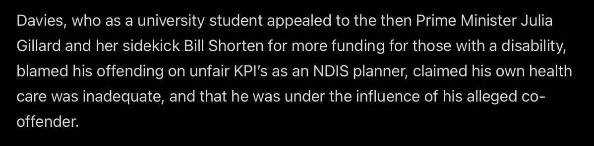 sandylanceley's tweet photo. This NDIS story is just too good, it’s got everything.

James Davies, who was once the face of NDIS advertising and made personal appeals to the PM’s of the day for more disability funding has been jailed for defrauding the commonwealth of $700,000 in NDIS funding https://t.co/tWBjC7b6Fe