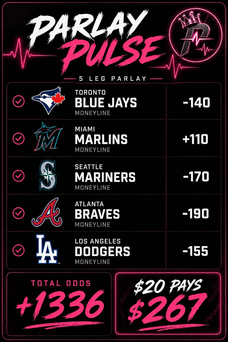 PulseBets's tweet photo. 🚨PARLAY PULSE 08-01-26🚨

Let's start August strong with this MLB Parlay!

Tap follow if you want to continue seeing these FREE picks daily! https://t.co/03iuZ2MwHQ