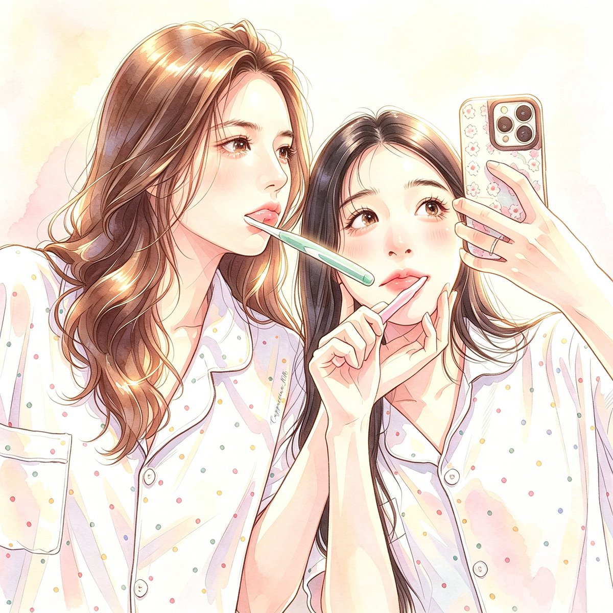 Wanglingcfla's tweet photo. I love this picture so much，From real-life snapshots to hand-drawn illustrations, the sweetness stays unchanged！

#Miephat #Ayaorapan
#MieAya #PlusA https://t.co/Z91uoD4Aii
