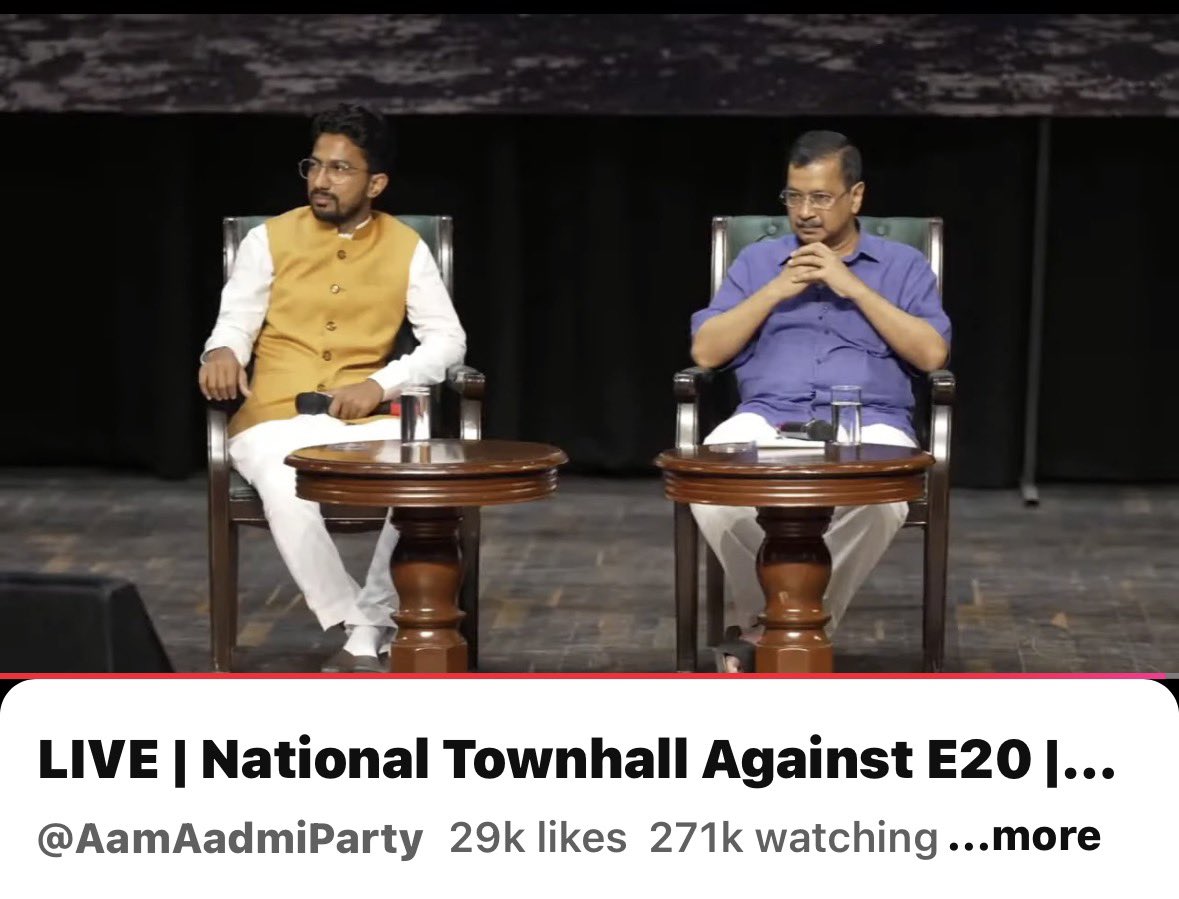 Saurabh_MLAgk's tweet photo. E20 Townhall - 271K watching live on YouTube https://t.co/NrJt44D3zR