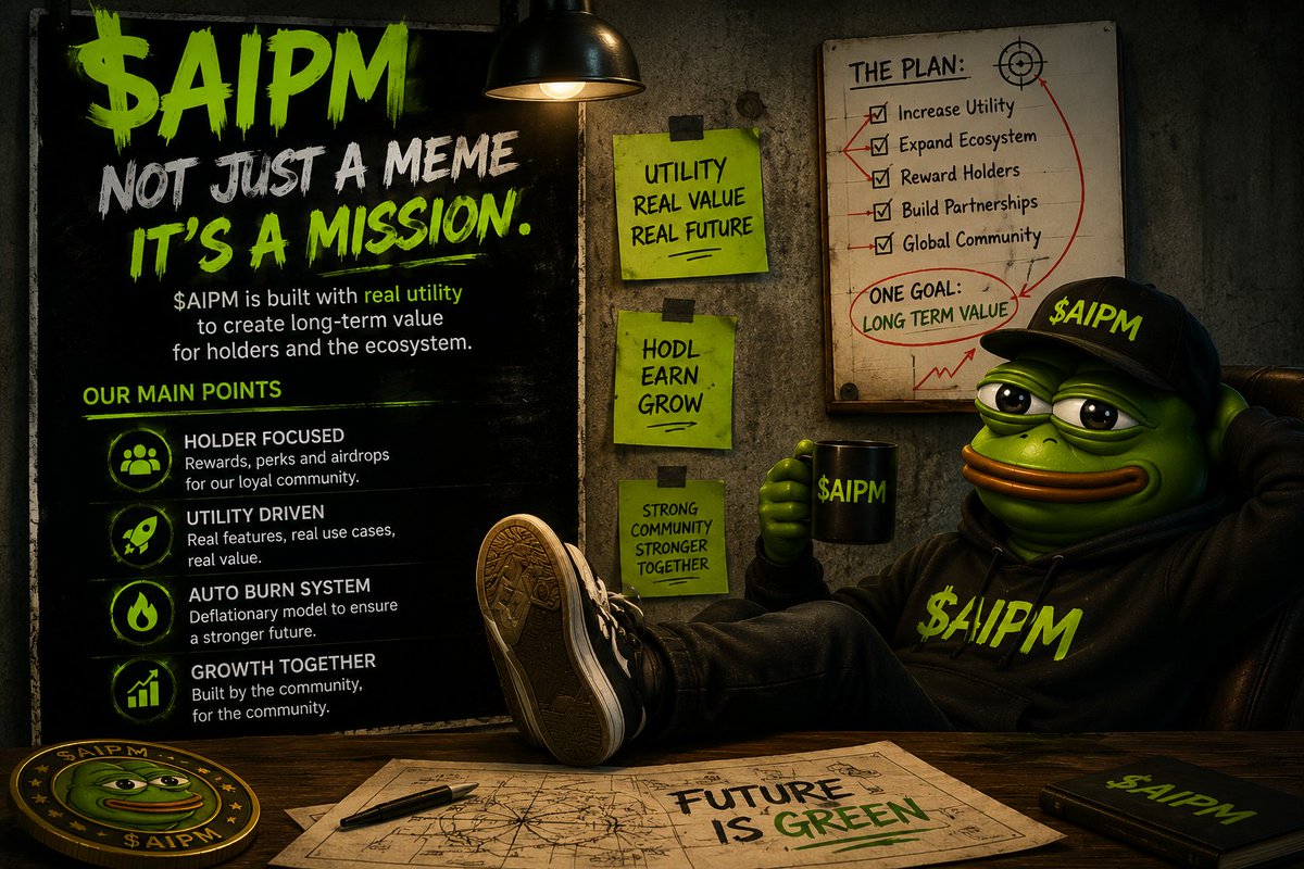 AIPMOfficial's tweet photo. 🐸 Some tokens chase attention.

$AIPM is focused on building reasons to stay.

Holder perks, ecosystem utility, and long-term value are what we're working on—one step at a time. 🚀

#Solana #Crypto #MemeCoin #Web3 #eth #btc https://t.co/0DuIYwNQkt