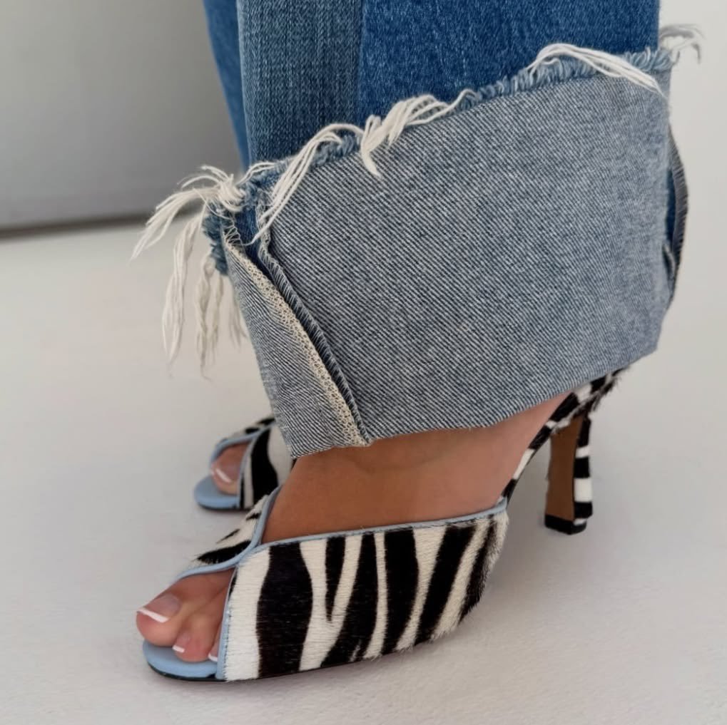 onetruelave's tweet photo. zebra print open-toe mules https://t.co/mKsEDiqOHE
