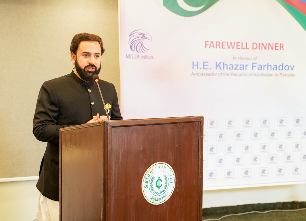 SultanBahadarAz's tweet photo. Host a farewell dinner for very dear brother and great friend of H.E. @k_farhadov Ambassador of @AzEmbPak 
My sincere thanks to esteemed members of the diplomatic community for accepting the invitation of @MUSLIMInstitut joining us, and making the evening truly memorable. https://t.co/6a5wJ33IzW