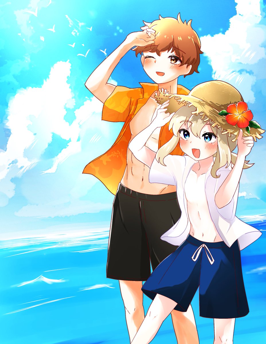 sousakuokioki's tweet photo. 🌞🌴🌺✨🌞🌴🌺✨🐬🌴🌺🌈🫧

夏だ！！！海だ！！！！！！！！！！！！
清水探偵事務所の楽しい小旅行だ！！！

🌞🌴🌺✨🌞🌴🌺✨🐬🌴🌺🌈🫧 https://t.co/QJel02jvim