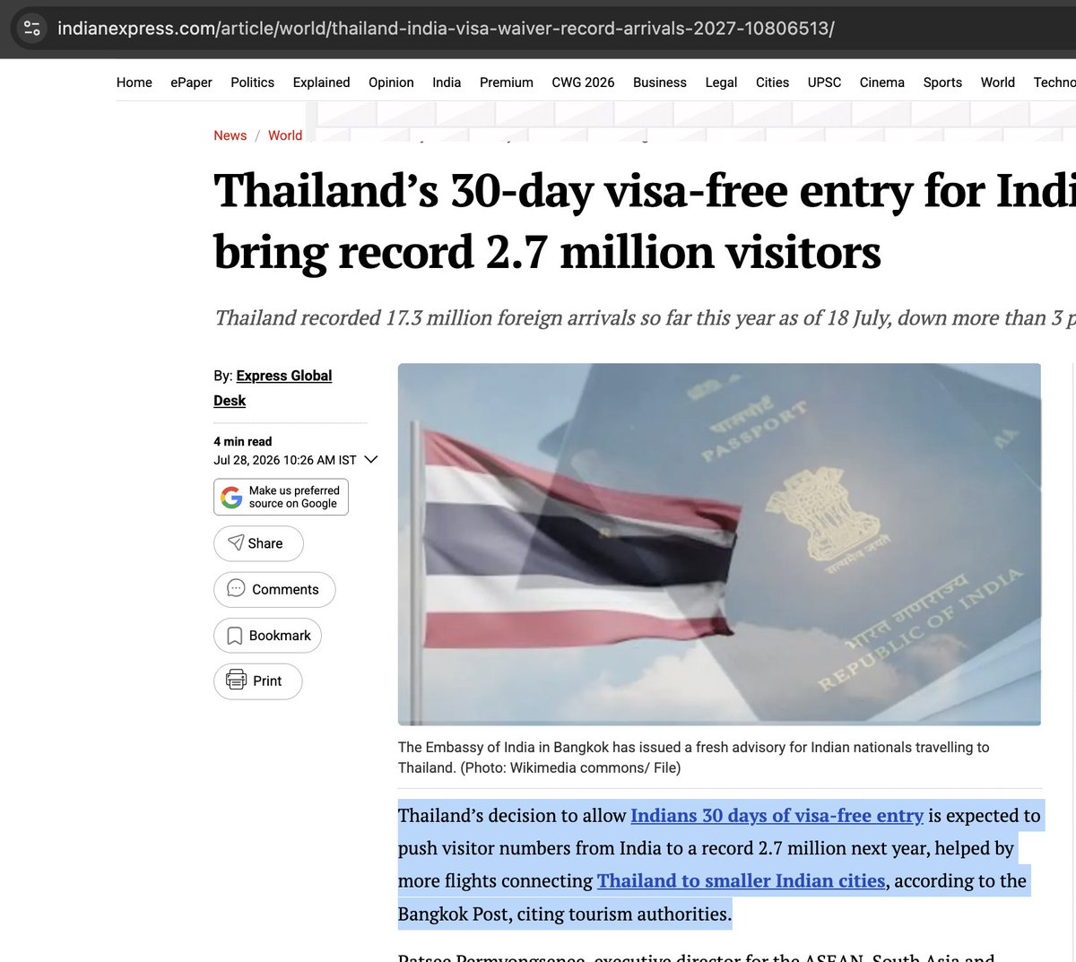 Silat_007's tweet photo. @TradFidiGuy @Lordmiles False. Indians ARE getting 30 days visa free entry. https://t.co/Sia9ASwONx
