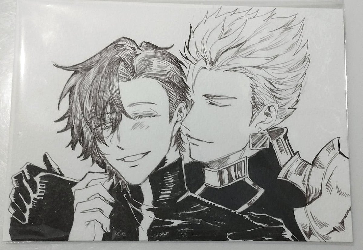 Alexis_MorrisSh's tweet photo. So smug, with his damn husband I'm kinda jealous and hey! I even got him to E2ES in HSR 
(I love my commission art so much) 
#Gilgamesh x #MacAvoy #Oc
#hsr #fate #fatexhsr #originalcharacter https://t.co/KKuSvBLxWP