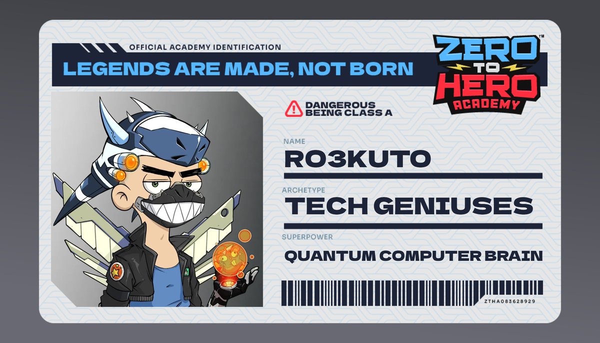 Ro3kuto's tweet photo. I made my Zero To Hero Academy enrollee ID. Create yours and show us your superpower. #ZeroToHeroAcademy https://t.co/xU0llnldkl https://t.co/3UdQRLhoeR