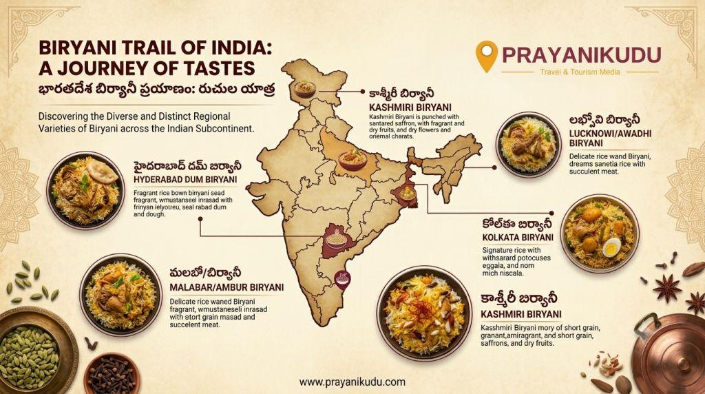 PrayanikuduOff's tweet photo. From Hyderabadi Dum &amp; Lucknowi Awadhi to Kolkata, Ambur, Malabar, and Kashmiri — Biryani in India is as diverse as its cultures! 🍛✨

Read On Prayanikudu : https://t.co/FRbb8K6TTK

#biryani #hyderabad #prayanikudu #foodsafetyneedsscience
#biryani #hyderabad #prayanikudu #foods https://t.co/dubJxgcnh9