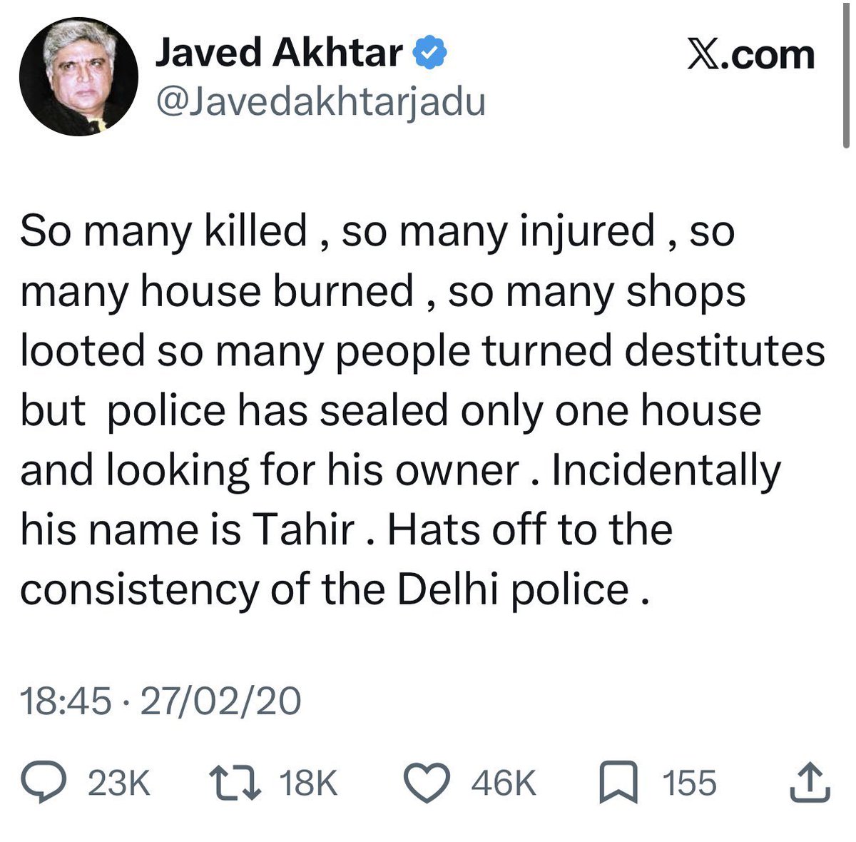 BellamSwathi's tweet photo. Jadoo agar tujhe koi sharm haya izzat abroo hai 
Toh terrorist Tahir Hussain ko defend karne ke liye public apology dega https://t.co/yJX9ZEE9m0
