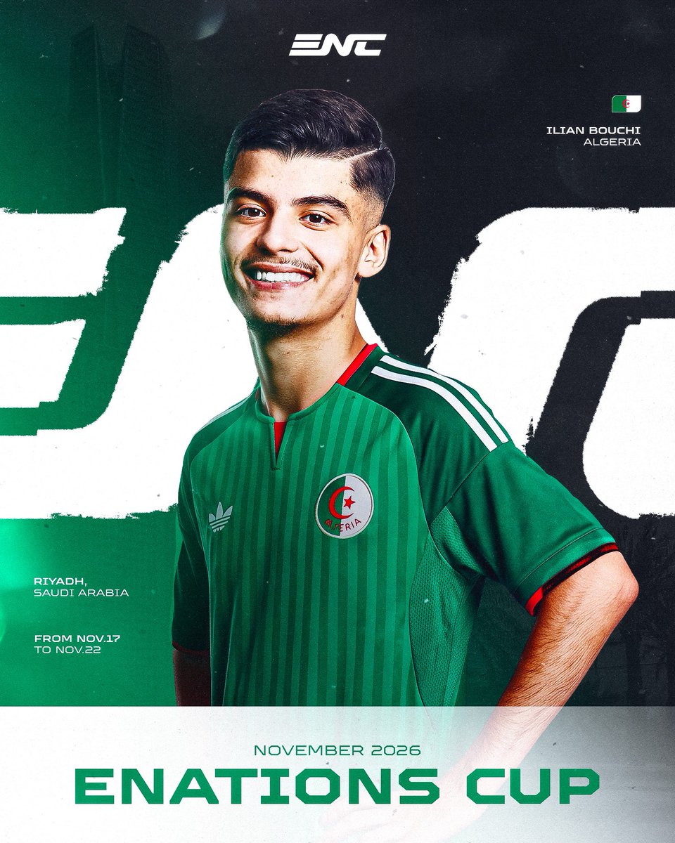ilianbouchi_'s tweet photo. Je suis invité à représenter l’Algerie pour l’ENC 2026 sur FC 27.🇩🇿

Super fier et heureux d’enfin pouvoir représenter mon pays sur le jeu, c’était un objectif important pour moi.🙏🏽

J’espère aller le plus loin possible sous ces couleurs insh’Allah.❤️🙏🏽 https://t.co/uYyN0giXxA
