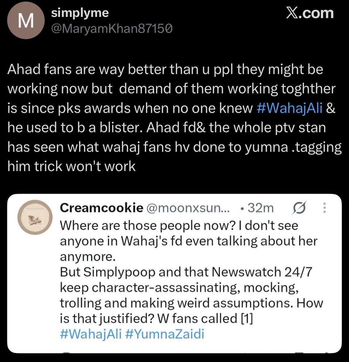 moonxsun05's tweet photo. None of them were born as A-listers. Every actor has a breakthrough project that makes them an A-lister. So calling him a B-lister before TB doesn’t actually change the fact that what he's today. Also it was Wahaj’s talent and hard work that [1]
#AhadRazaMir #WahajAli #YumnaZaidi https://t.co/ZQPxsOuU4m