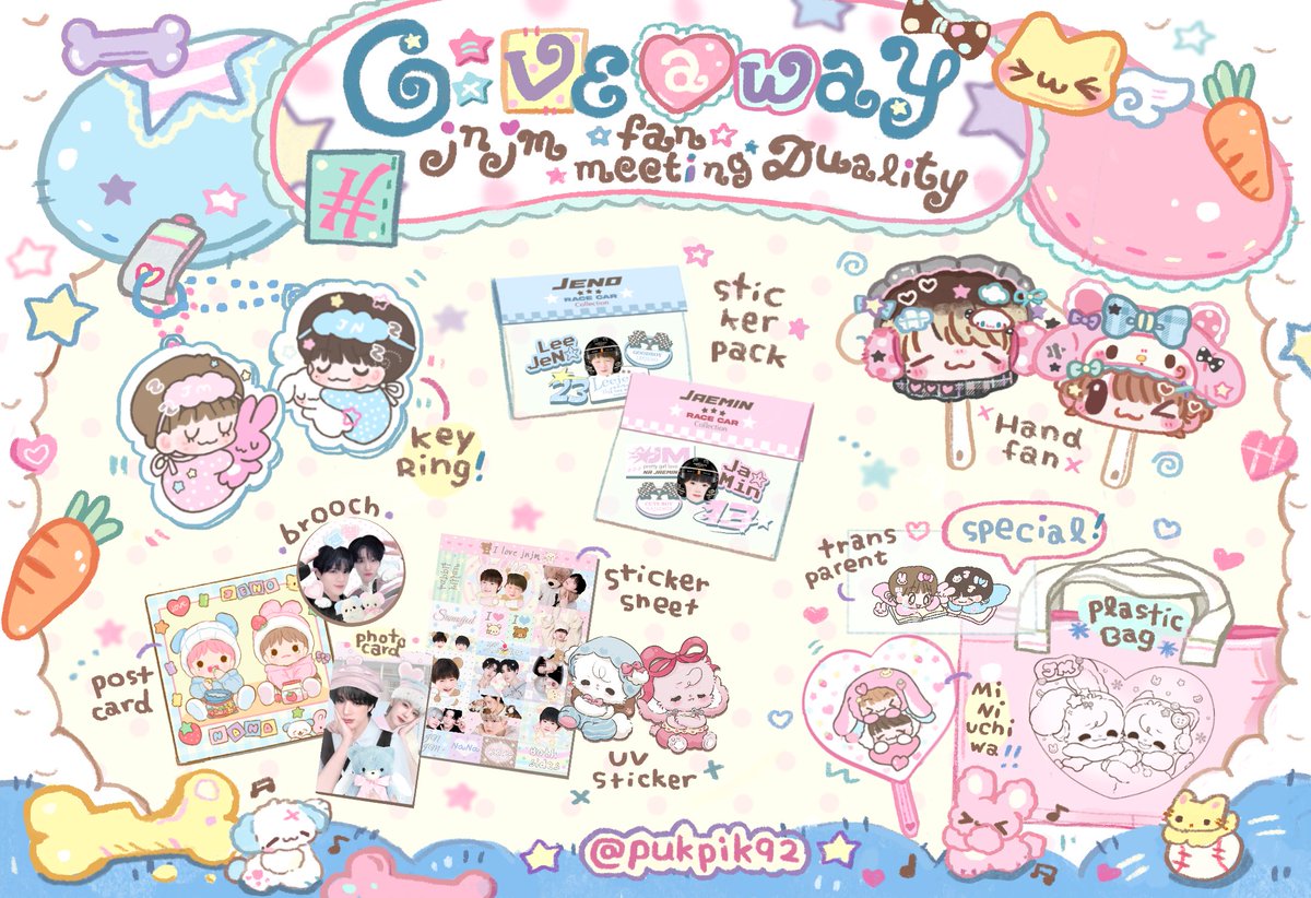 pukpik92's tweet photo. pls kindly rt 🩷
            
:¨ ·.· ¨:⠀
`· . giveaway jnjm fanmeeting tour duality 🩵

☆ 25 set / day 🐶🐰

♡ location : impact arena 
♡ date : 7-9 aug

♡ rt and show this tweet
♡ more details in mention

#NCTJNJM_FANMEETING_TOUR 
#NCTJNJM_FANMEETING_TOUR_DUALITY https://t.co/7OaHOQnt7M