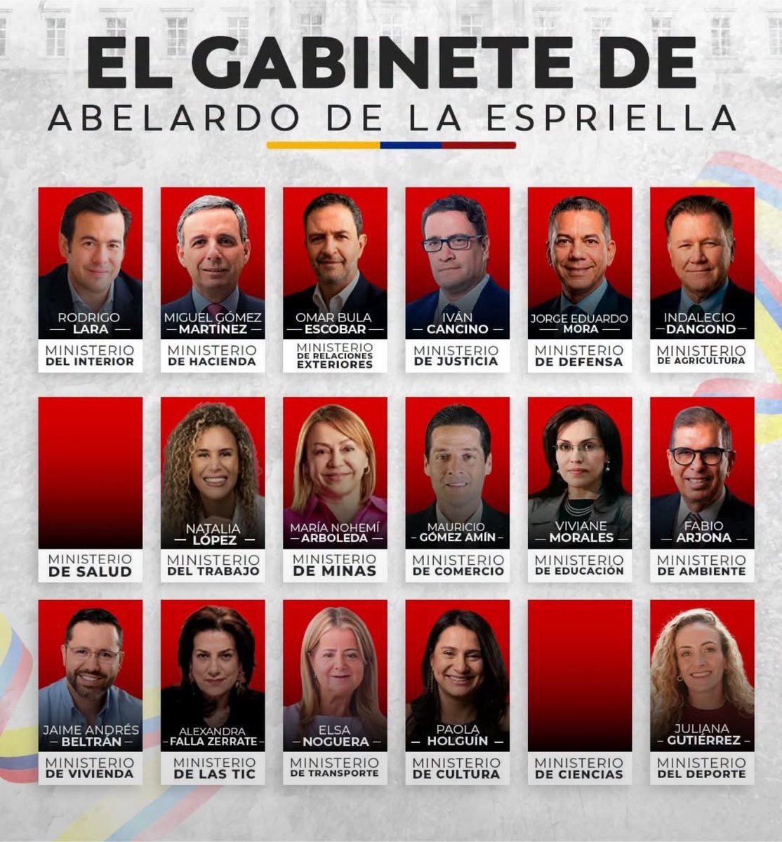 AbelardoPTE's tweet photo. El mejor gabinete de la historia de Colombia. 🫡 🇨🇴 https://t.co/8WNTDH5cIL