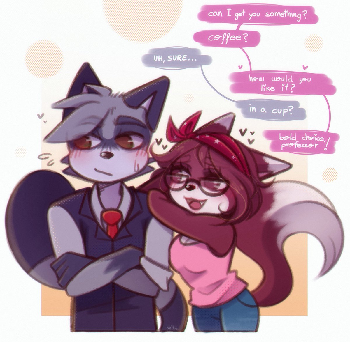 radomonis's tweet photo. oh, professor... 🦝💕🐺
#oc #art https://t.co/ZE1OMCTdcq