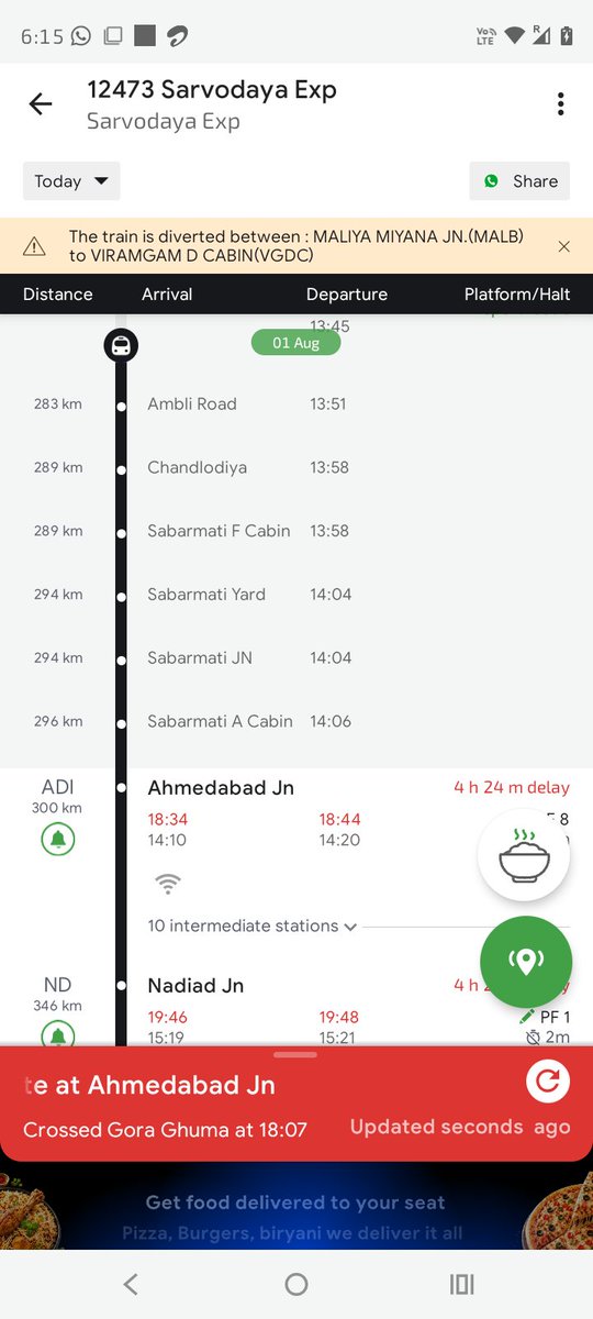 YaavSachin's tweet photo. Train no. 12473 sarvodaya exp.yet not covered the distance of 300 km  and running late by 4 hour 20minute @PMOIndia @indianrailway__  @RailMinIndia  @SpokespersonIR @RailwaySeva  @AshwiniVaishnaw https://t.co/E7X4tE7Q6Z