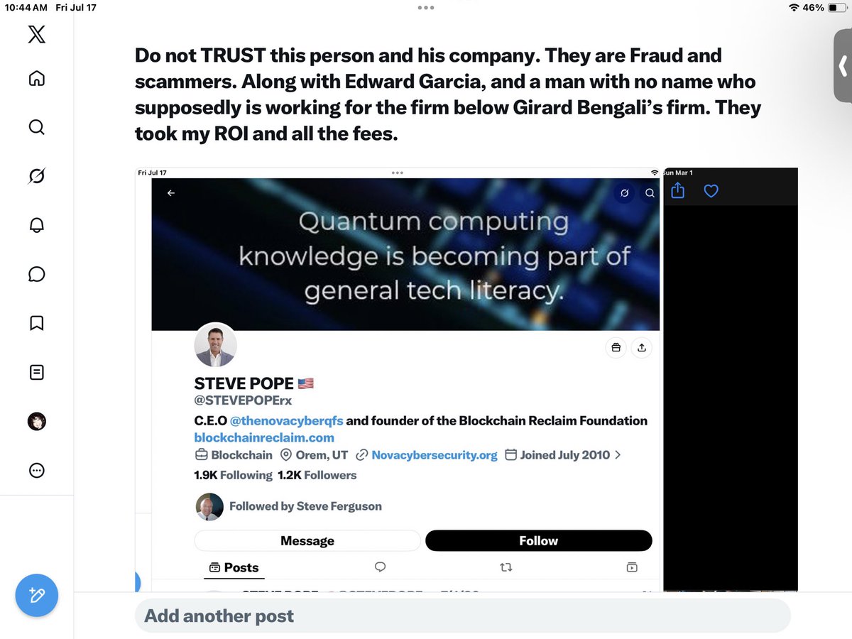 Come1y's tweet photo. ‼️Do not trust this persons, his company, and Edward Garcia.
They took money from me promising they will get my ROI back. https://t.co/hpf97L2W2i